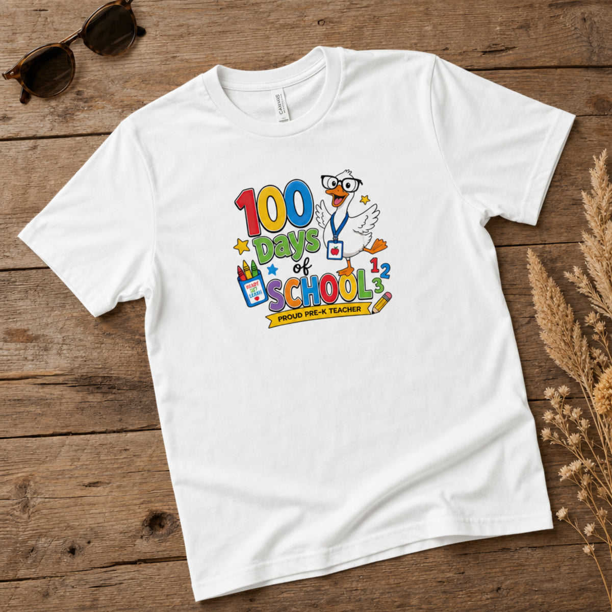 Proud Pre-K Teacher 100 Days of School Goose T-Shirt