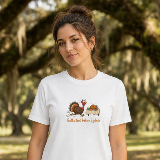 Gotta Trot Before I Gobble T-Shirt | Funny Turkey Trot Thanksgiving Tee