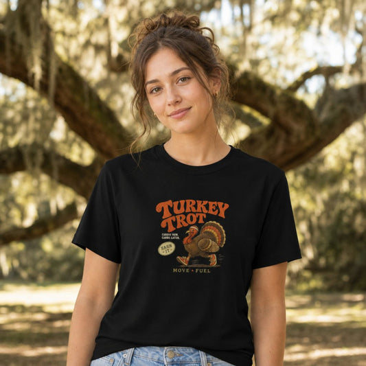Retro Turkey Trot T-Shirt | Cardio Now Carbs Later Thanksgiving Tee