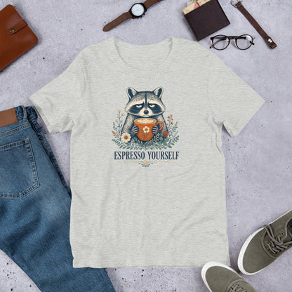 Espresso Yourself - Funny Raccoon Coffee T-Shirt