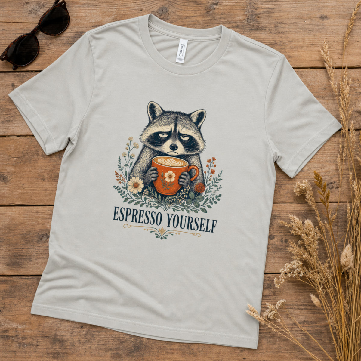 Espresso Yourself - Funny Raccoon Coffee T-Shirt