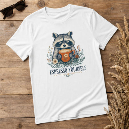 Espresso Yourself - Funny Raccoon Coffee T-Shirt