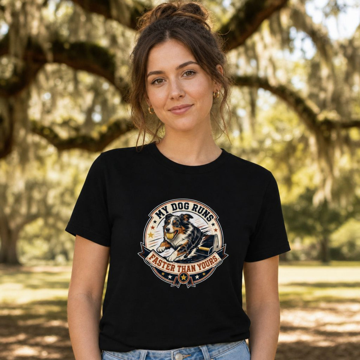 My Dog Runs Faster Than Yours Flyball Dog T-Shirt - Funny Dog Sports Tee