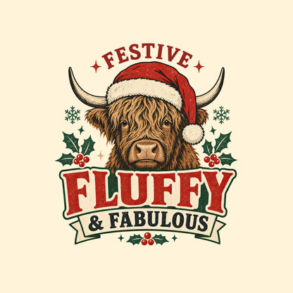 Festive Fluffy and Fabulous Highland Cow Christmas Comfort Colors 1717 Dyed Tee