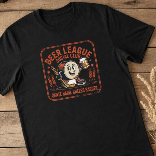 Beer League Social Club Hockey T-Shirt | Funny Hockey Beer Tee