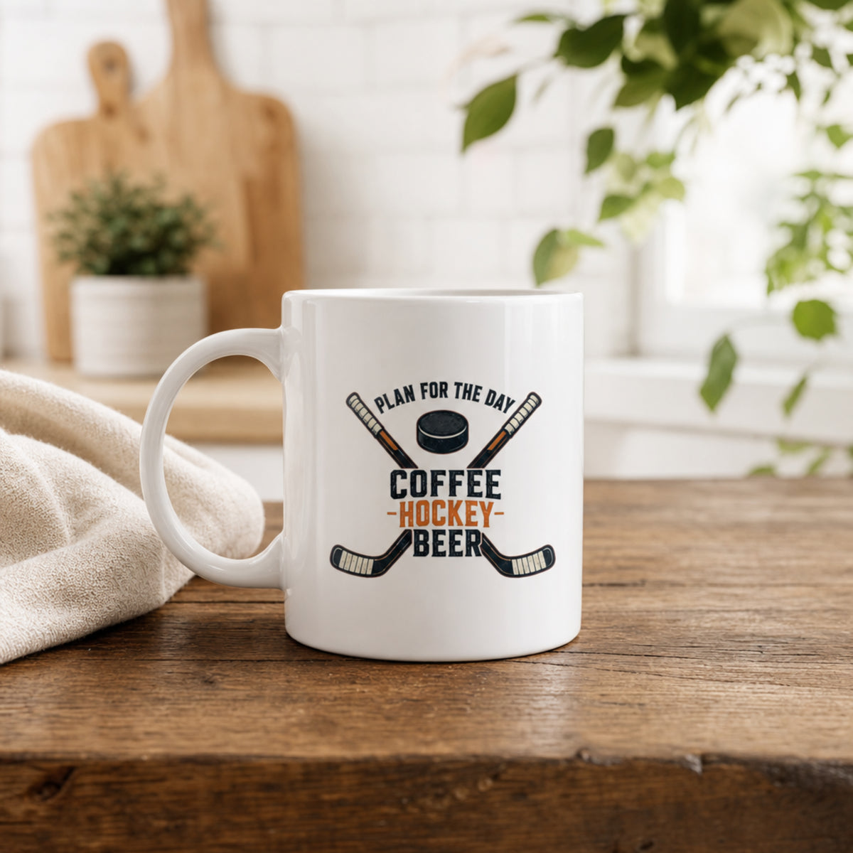 Plan For The Day Coffee Hockey Beer Coffee Mug