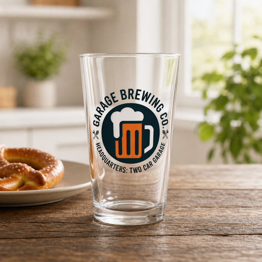 Garage Brewing Co Pint Glass - 16oz Glassware