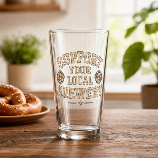 Support Your Local Brewery Pint Glass - 16oz Glassware