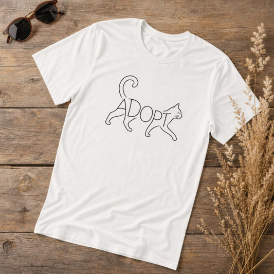 ADOPT Cat Lettering T-Shirt - Rescue Cat Adoption Graphic Tee