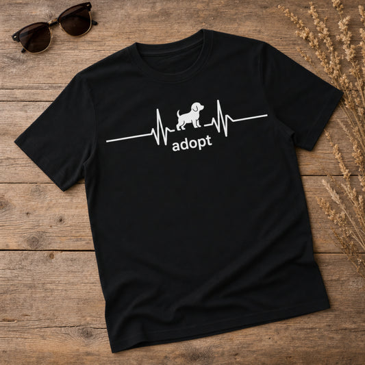 Adopt Heartbeat Puppy T-Shirt - Rescue Dog Adoption Graphic Tee