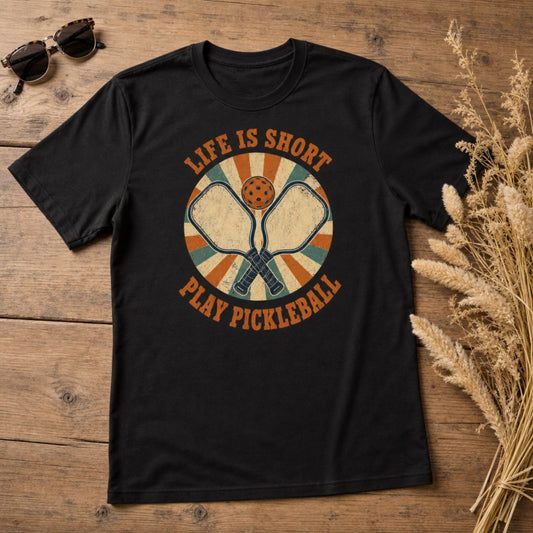 Life Is Short Play Pickleball Vintage Graphic Tee