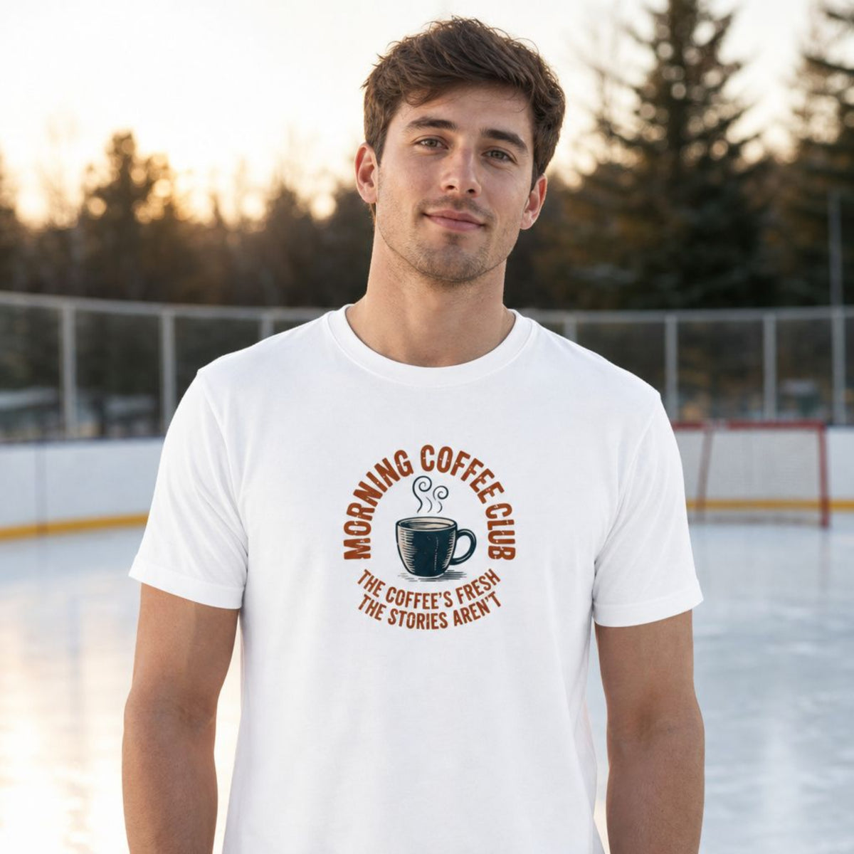 Morning Coffee Club T-Shirt - The Coffee's Fresh, The Stories Aren't - Funny Retiree Tee