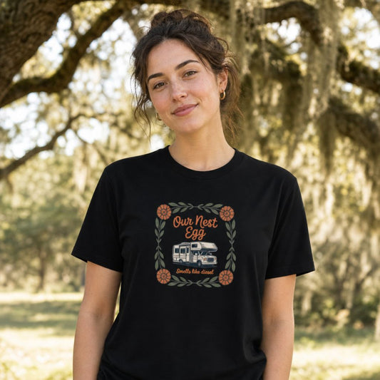 Our Nest Egg Smells Like Diesel T-Shirt - Funny RV Retirement Tee