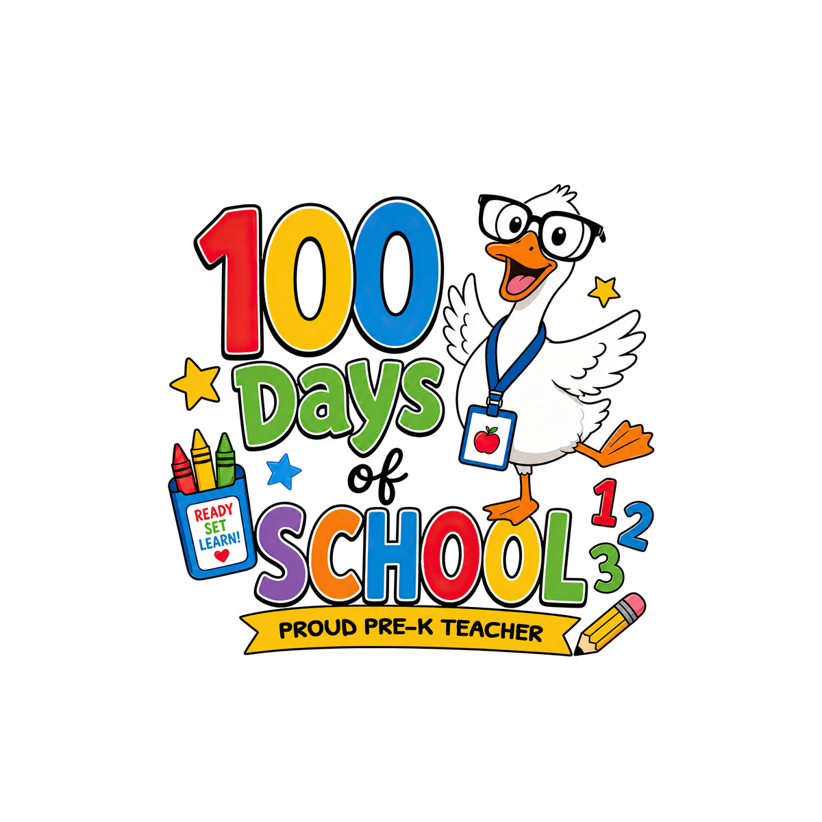 Proud Pre-K Teacher 100 Days of School Goose T-Shirt