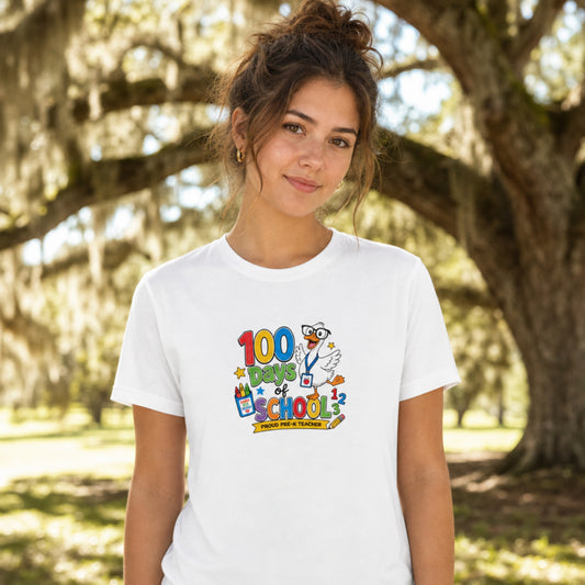 Proud Pre-K Teacher 100 Days of School Goose T-Shirt