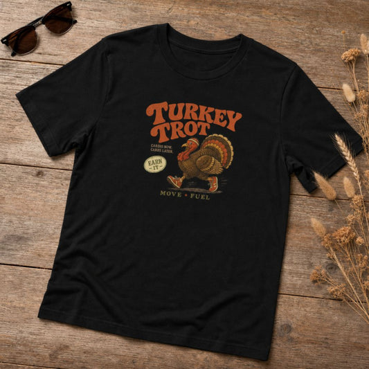 Retro Turkey Trot T-Shirt | Cardio Now Carbs Later Thanksgiving Tee