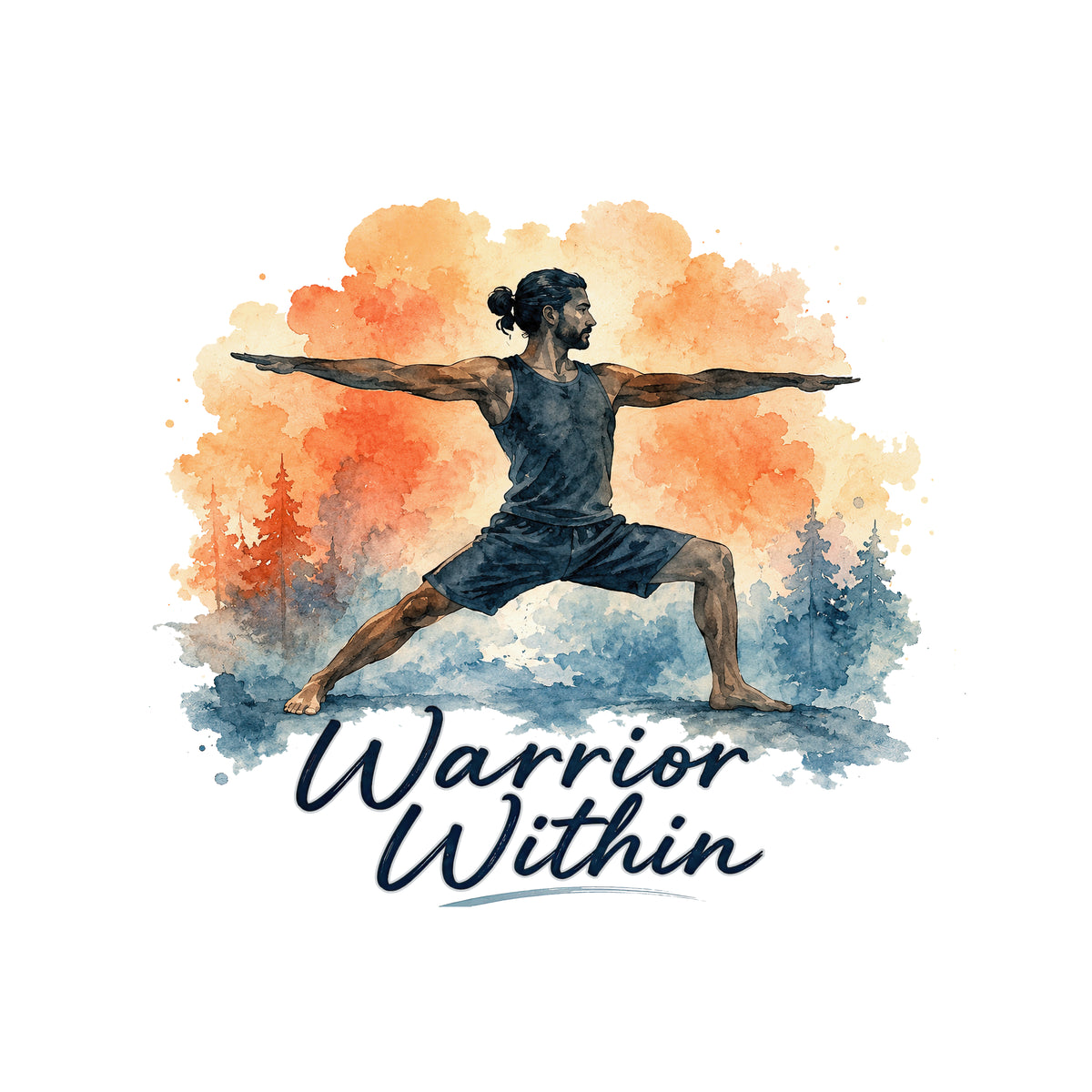 Warrior Within Men's Yoga T-Shirt - Watercolor Warrior Pose Yogi Tee