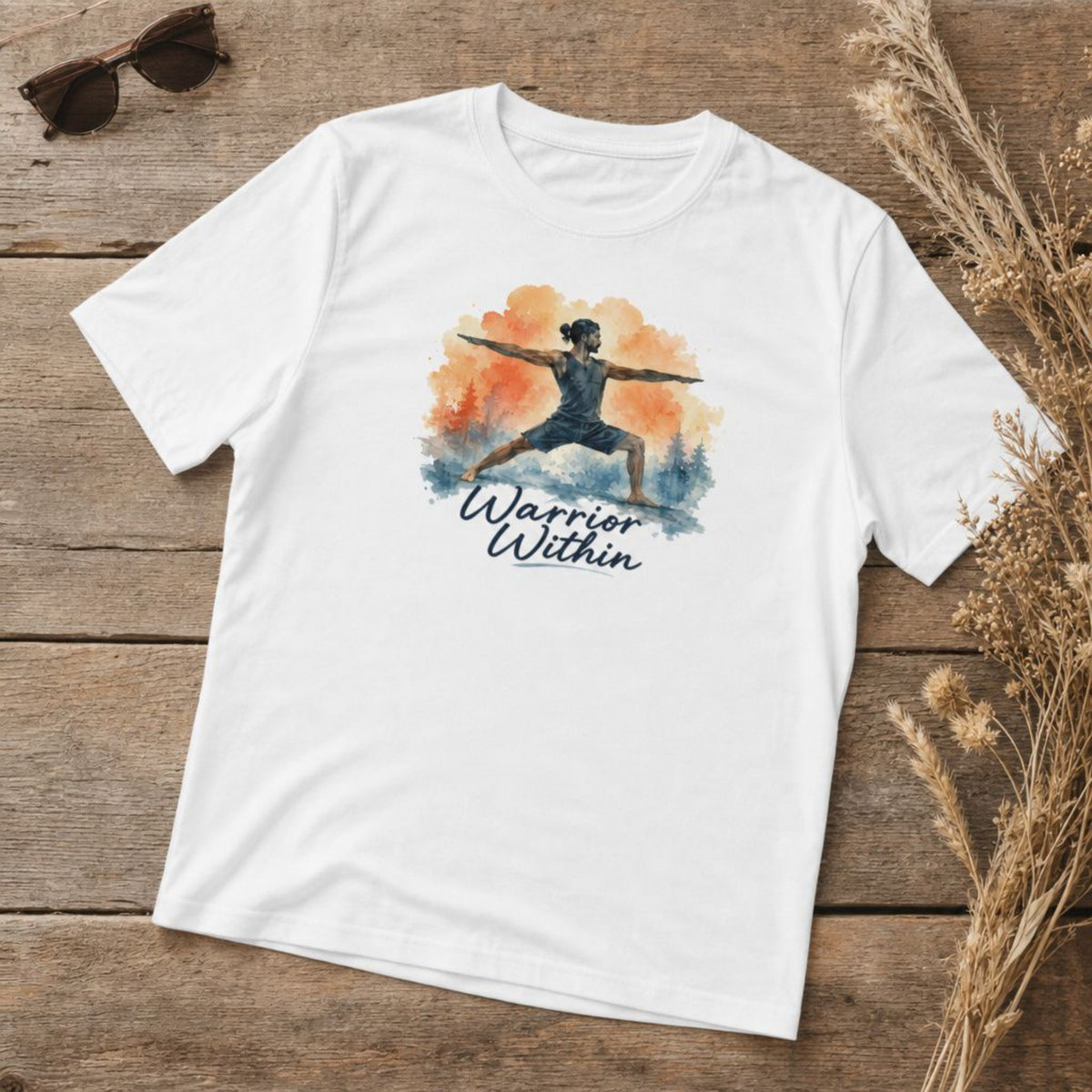 Warrior Within Men's Yoga T-Shirt - Watercolor Warrior Pose Yogi Tee