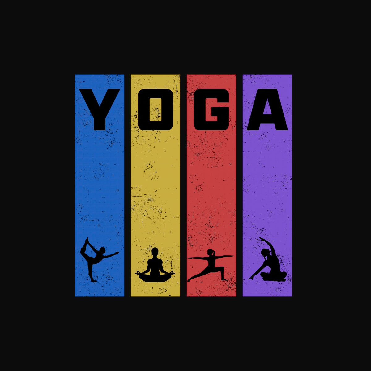 Yoga Lover Gift T-Shirt - Retro YOGA Pose Silhouettes Graphic Tee