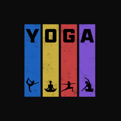 Yoga Lover Gift T-Shirt - Retro YOGA Pose Silhouettes Graphic Tee