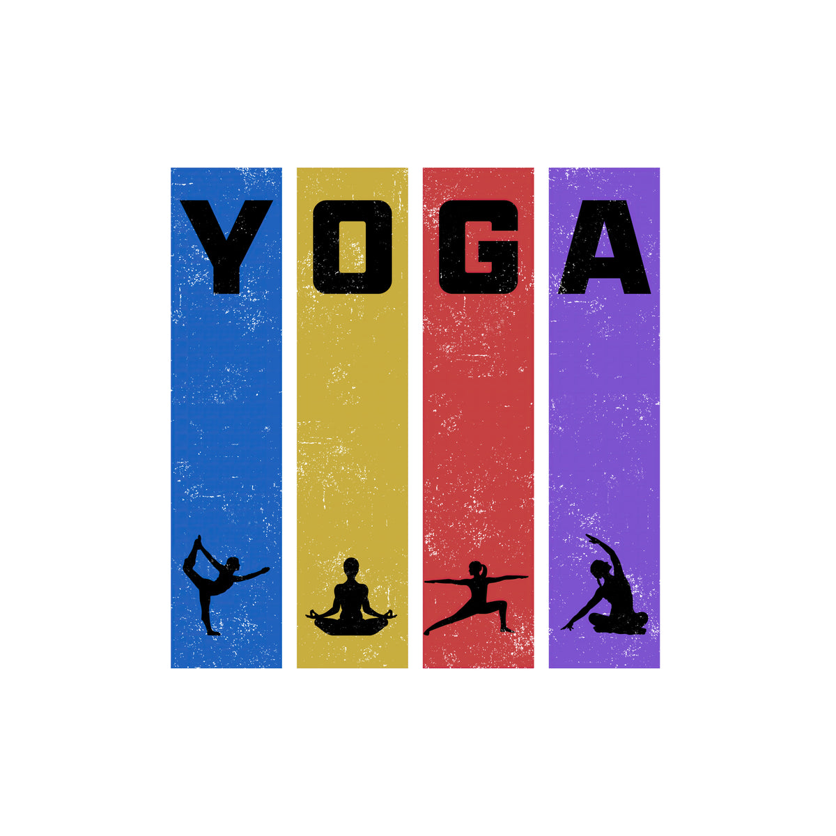 YOGA Retro Color Block Coffee Mug - Bold Yoga Pose Mug
