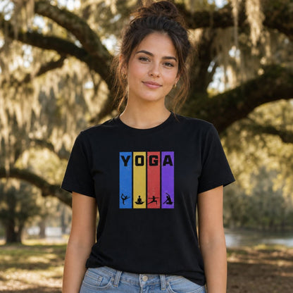 Yoga Lover Gift T-Shirt - Retro YOGA Pose Silhouettes Graphic Tee