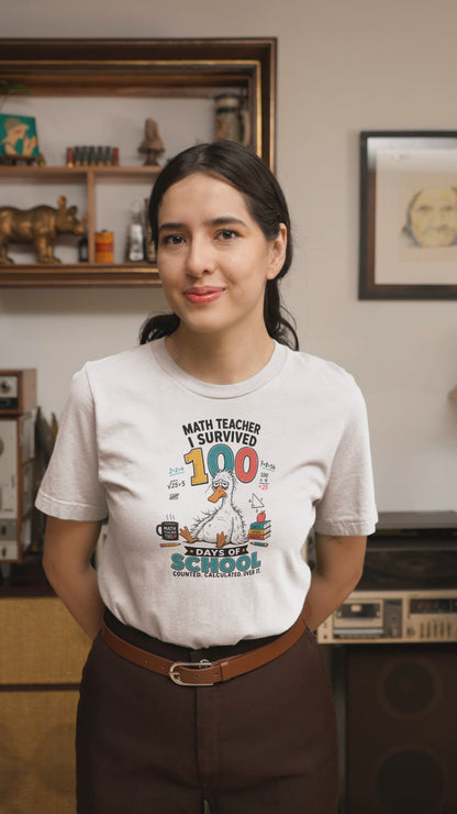 Math Teacher I Survived 100 Days of School Goose T-Shirt