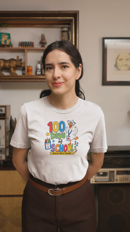 Proud Pre-K Teacher 100 Days of School Goose T-Shirt